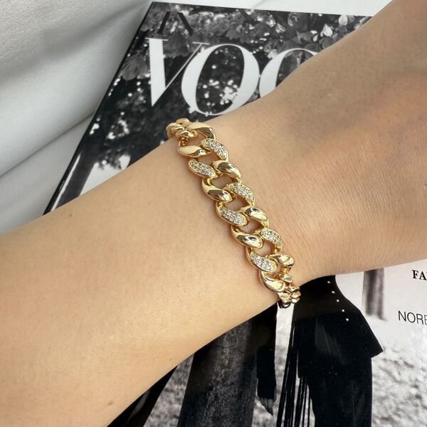 Altın Kaplama 14k Renginde Gurmet Model Bileklik 19 cm Boyutunda Kararmaz