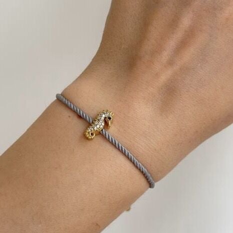 Kararmaz Şans Bilekliği Deniz Atı Gri İpli