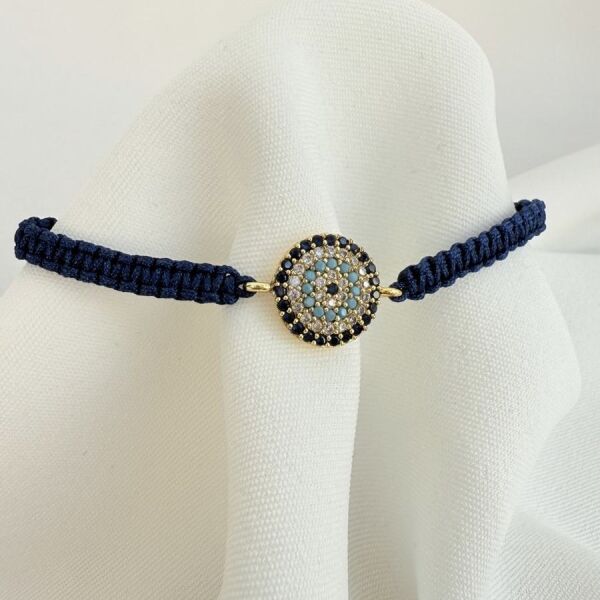 Kararmaz Garantili Nazar Boncuklu Şans Bilekliği Lacivert İpli
