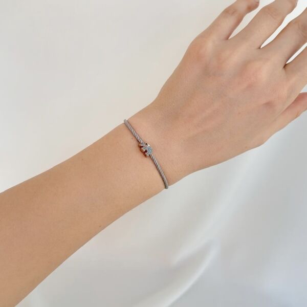 Aqua taş Detaylı Fil Şans Bileklik Gri İpli